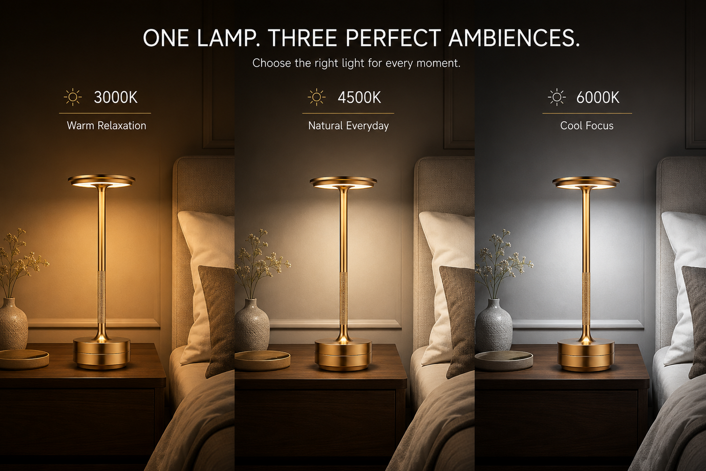 LUMIX GOLD™ Cordless Metal Table Lamp