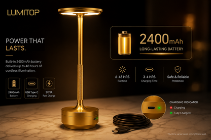 LUMIX GOLD™ Cordless Metal Table Lamp